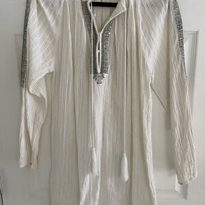 Antik Batik White Tunic with Black Accents